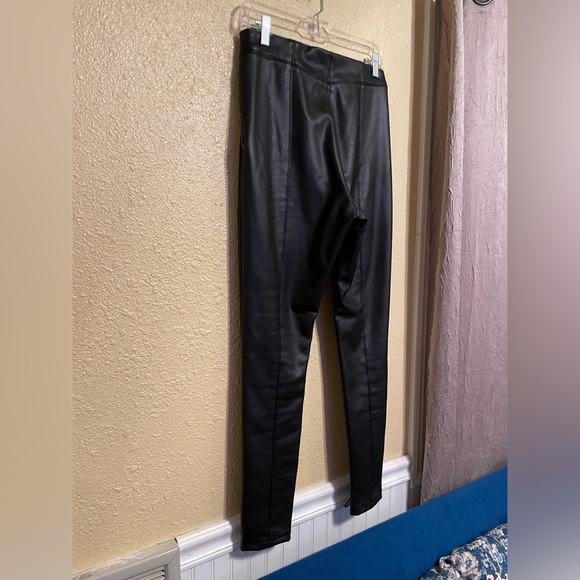 Topshop Womens Faux Leather Black Pants Lace Up Leg Elastic Waist Side Zip Sz 8 - Picture 5 of 9